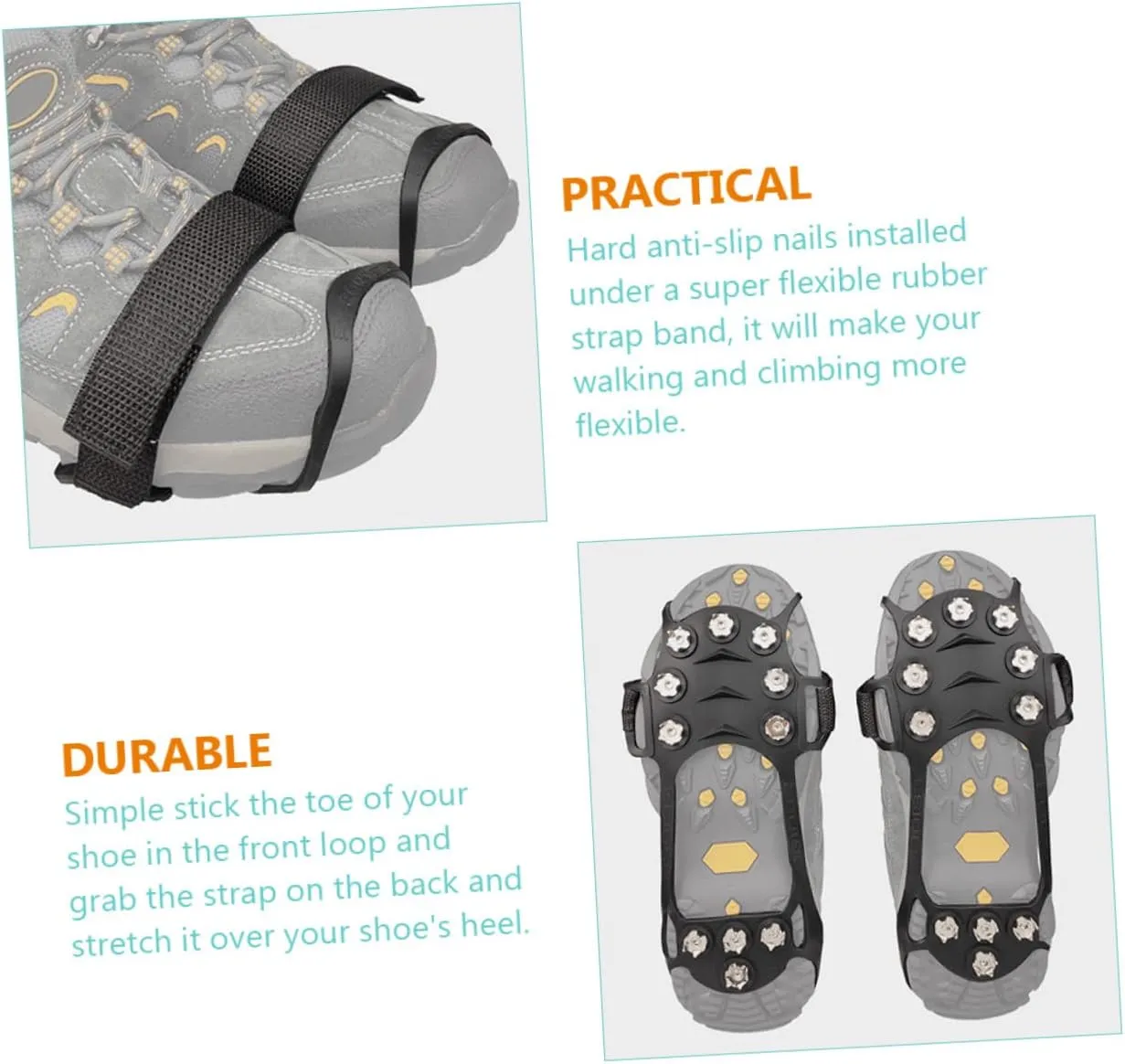 Mountaineering Covers Climbing Shoes Ice Skates Grippers Shoe Spikes Ice Picks for Breaking Ice Sled Ski/1194