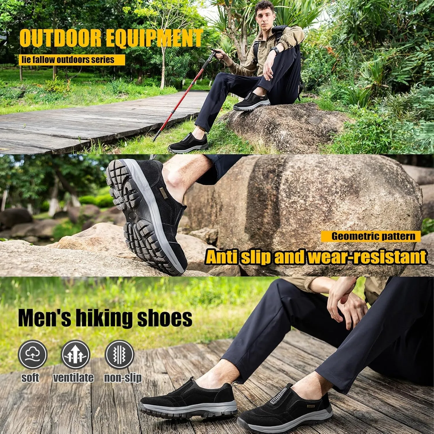 Mountaineering Outdoor Shoes,Widened Forefoot Reinforced Heel Fall Design Light and Soft Sole Slip Design