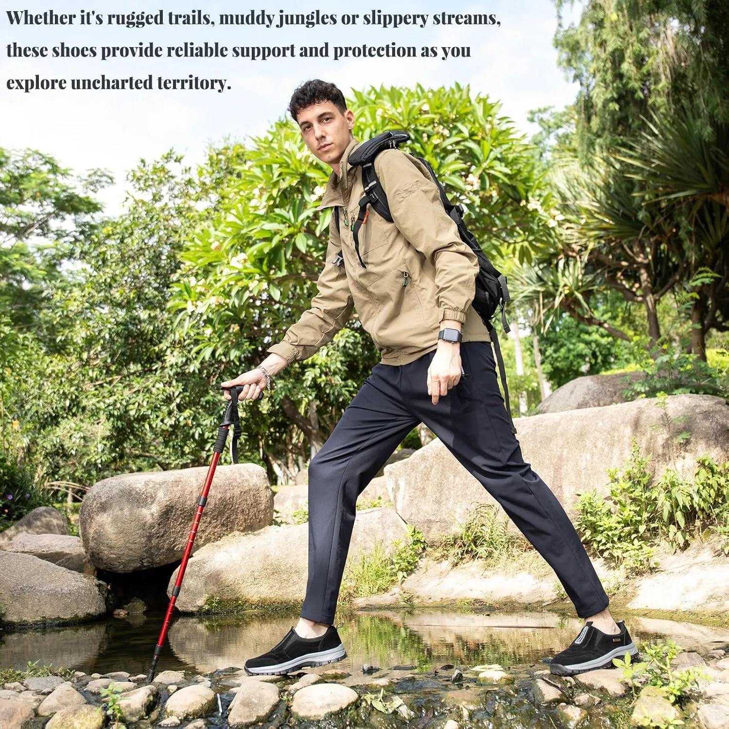 Mountaineering Outdoor Shoes,Widened Forefoot Reinforced Heel Fall Design Light and Soft Sole Slip Design