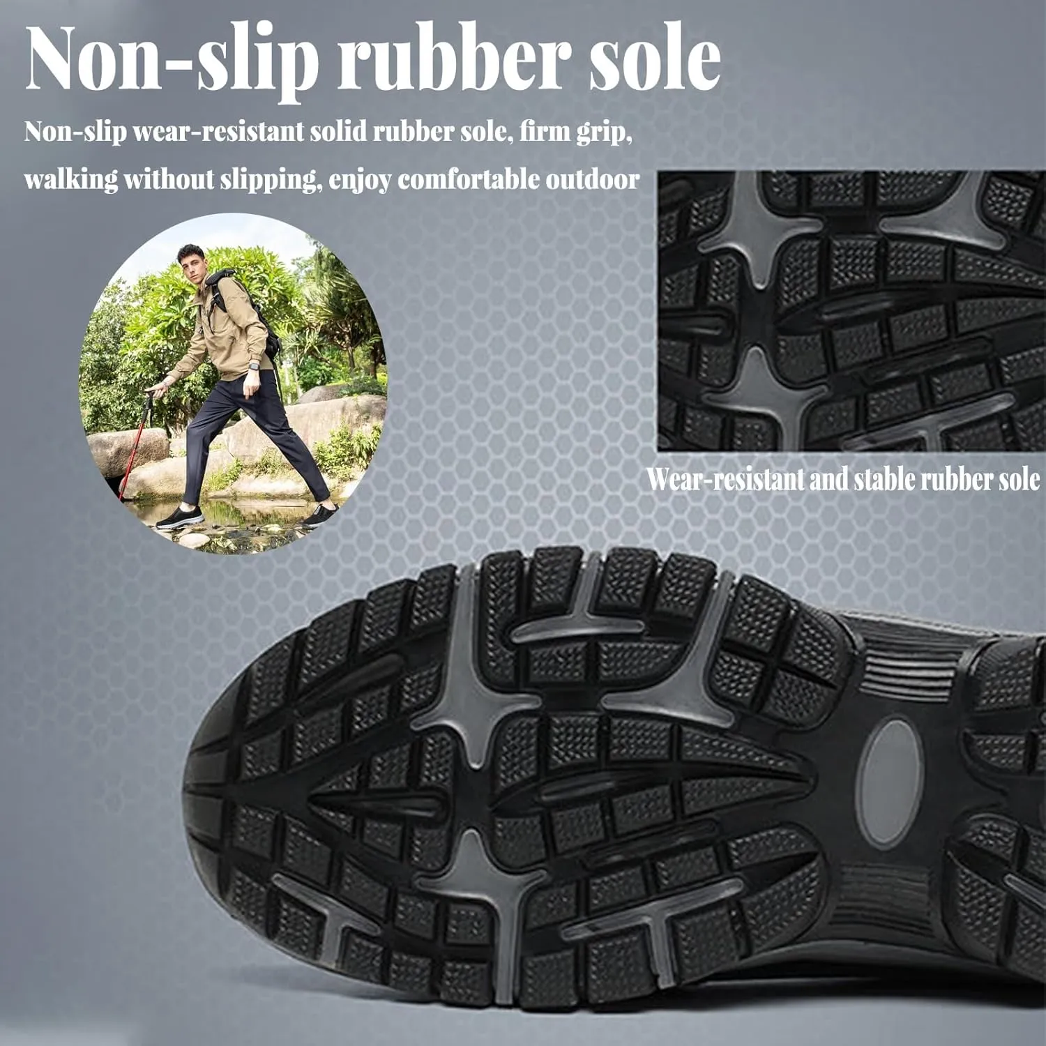 Mountaineering Outdoor Shoes,Widened Forefoot Reinforced Heel Fall Design Light and Soft Sole Slip Design