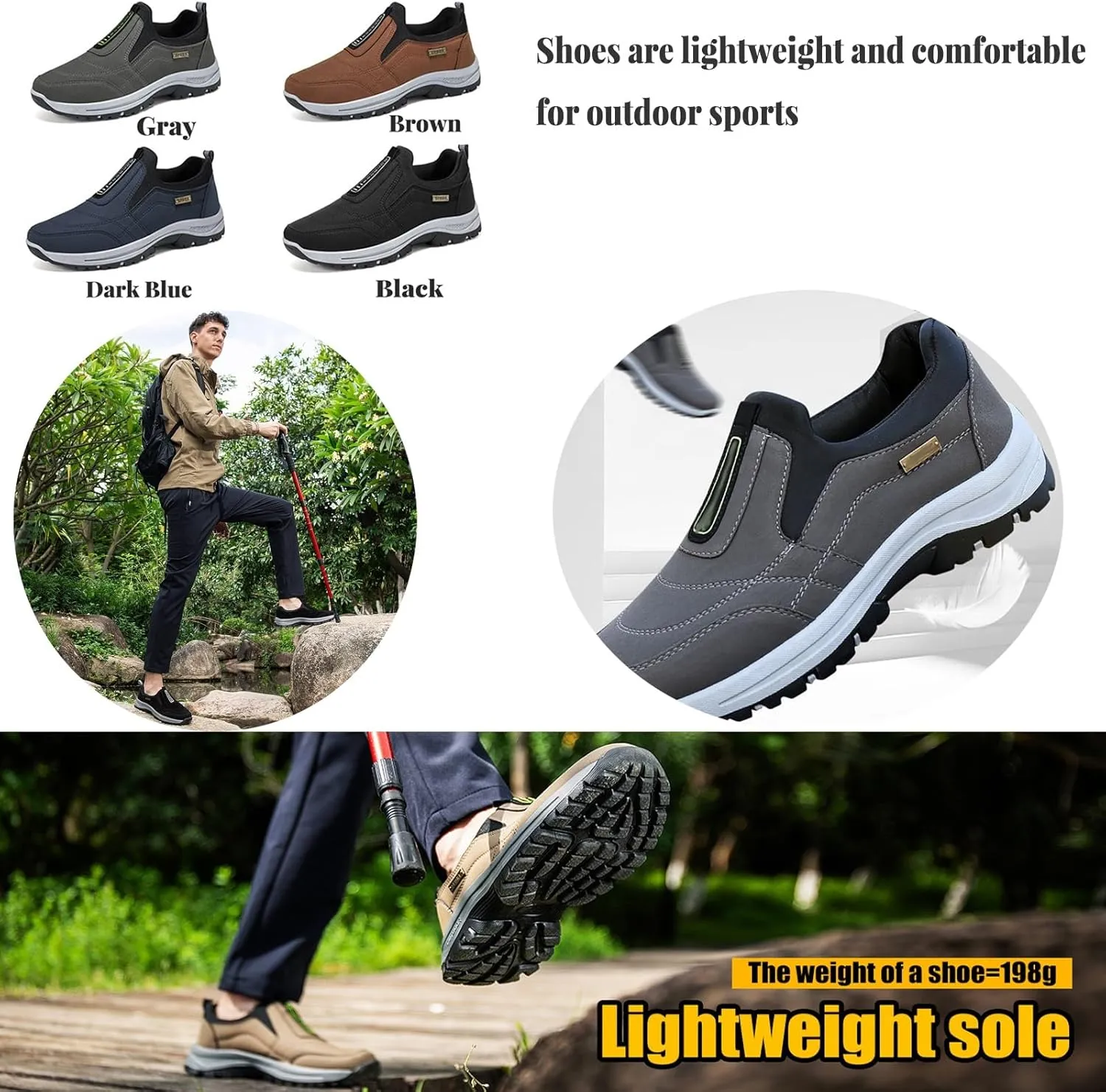 Mountaineering Outdoor Shoes,Widened Forefoot Reinforced Heel Fall Design Light and Soft Sole Slip Design