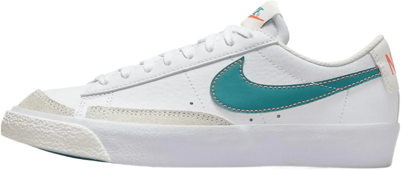 Nike Blazer Low '77 Big Kids' Shoes (DA4074-122, White/Aquamarine) Size 7