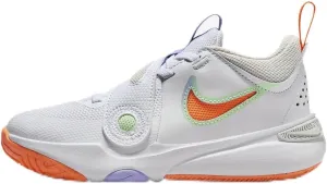 Nike Team Hustle D 11 Little Kids' Shoes (DV8994-103, White/Vapor Green/Purple Pulse/Total Orange) Size 11