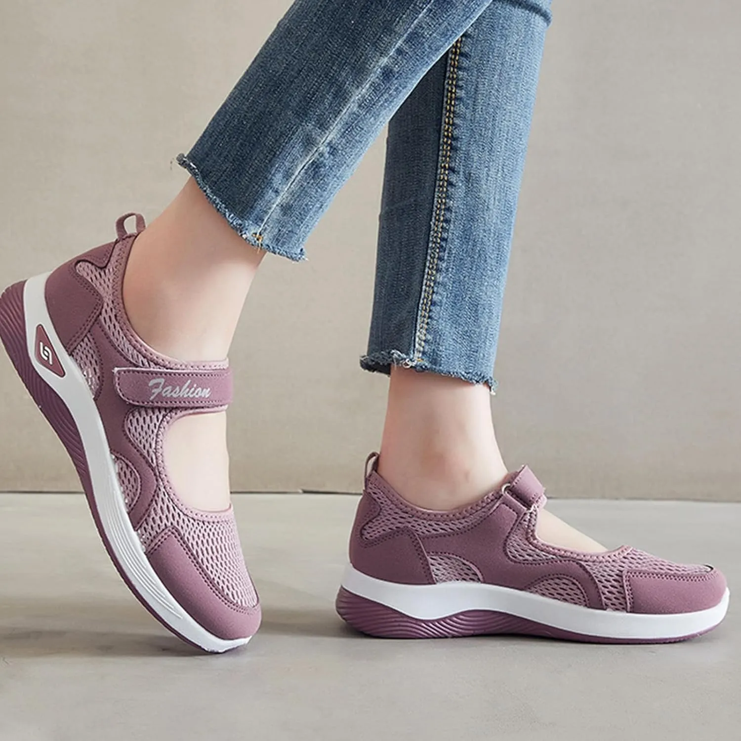 Nurse Shoes for Women Comfortable Walking Shoe Non Slip Adjustable Orthopedic Shoes Breathable Working Flats Nursing Mary Jane Sneakers Casual Lightweight Sneaker