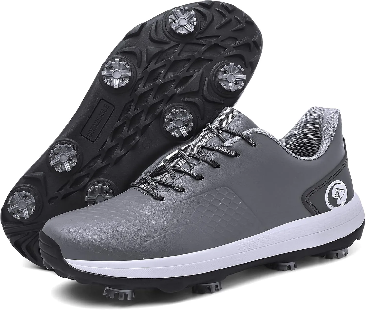 ONAIC Golf Shoes for Men with Spikes Extra Wide Waterproof Sneakers Outdoor Anti Slip Leather Trainers Footwears