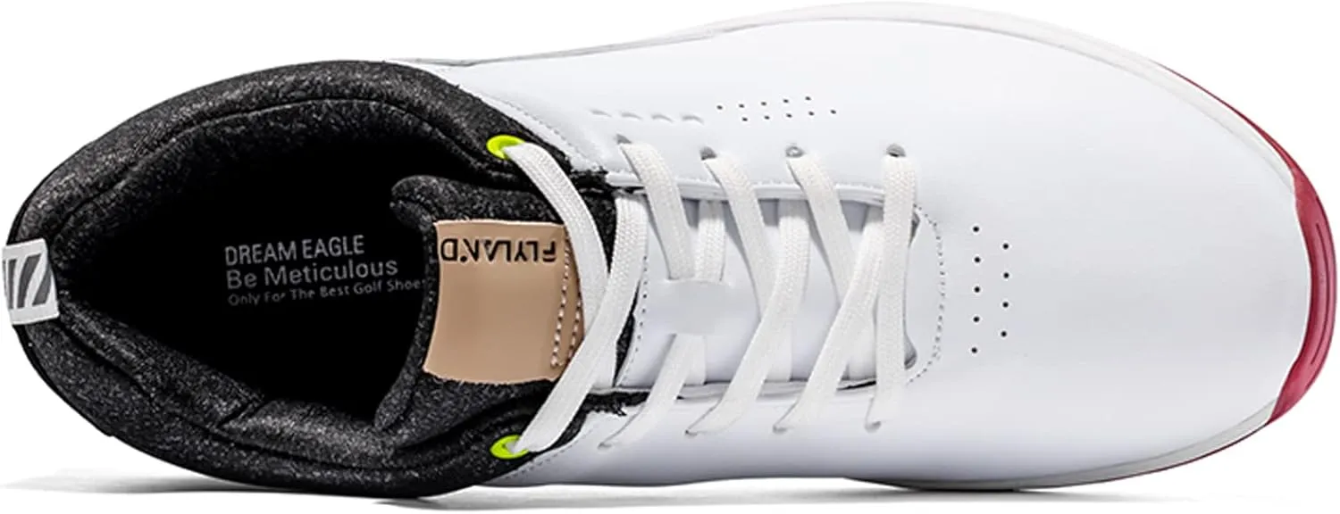 ONAIC Mens Golf Shoes Breathable Spiked Golf Sneakers Outdoor Leather Anti Slip Waterproof Golf Trainers Big Size