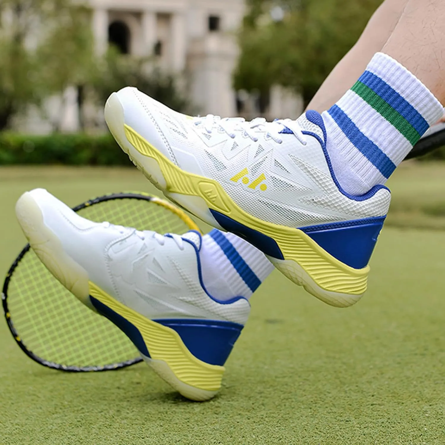 ONAIC Men's Pickleball Shoes Indoor Court Trainers Breathable Non-Slip Comfort Racketball Squash Volleyball Shoes