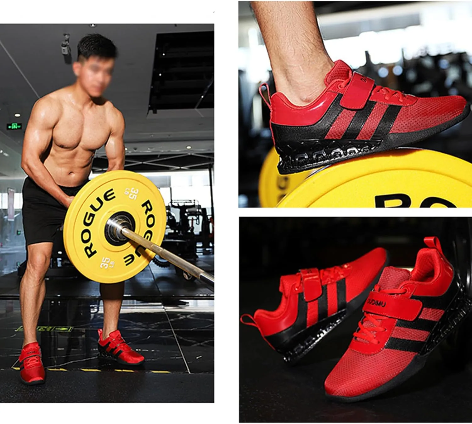 ONAIC Weightlifting Shoes for Mens Deadlift Trainers Lifting Squat Shoes Breathable Non-Slip wear-Resistant Gym Training Sneakers