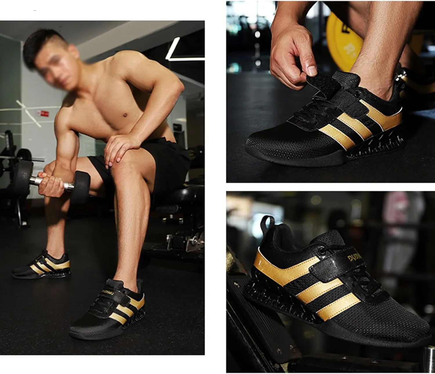 ONAIC Weightlifting Shoes for Mens Deadlift Trainers Lifting Squat Shoes Breathable Non-Slip wear-Resistant Gym Training Sneakers