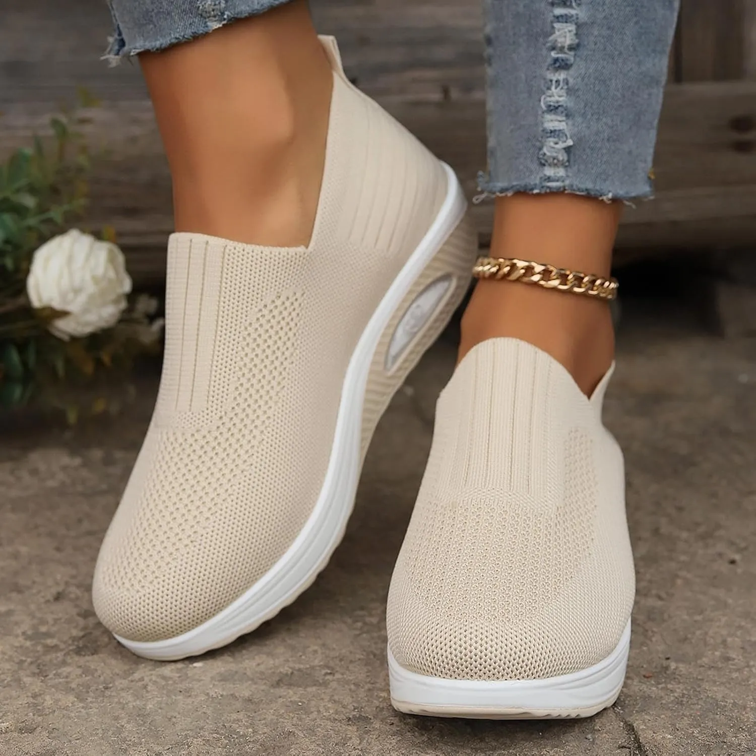Orthopedic Shoes for Women Comfortable Running Shoes Breathable Mesh Womens Slip On Sneakers Women Walking Shoes with Arch Support Tennis Shoes Lightweight Casual Sneakers for Gym Travel Work