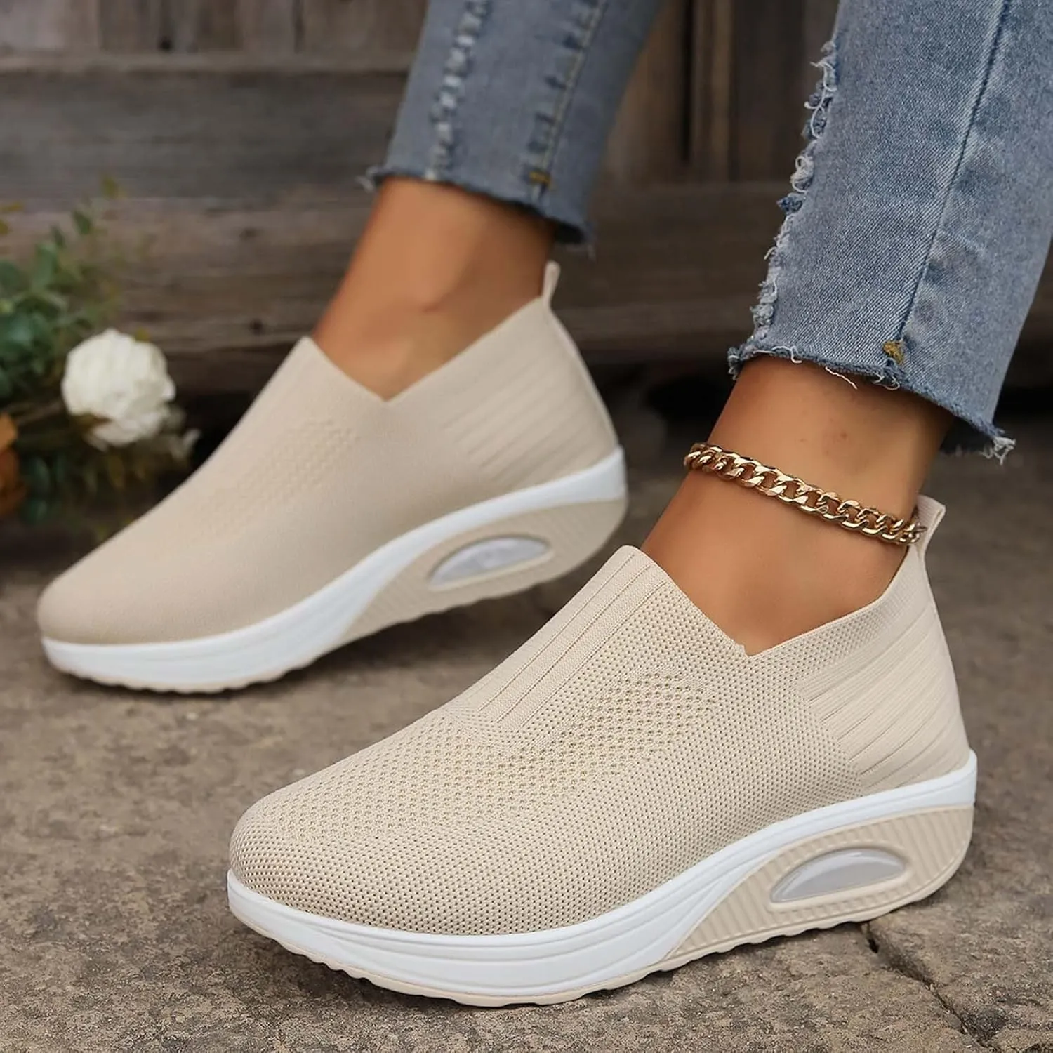 Orthopedic Shoes for Women Comfortable Running Shoes Breathable Mesh Womens Slip On Sneakers Women Walking Shoes with Arch Support Tennis Shoes Lightweight Casual Sneakers for Gym Travel Work