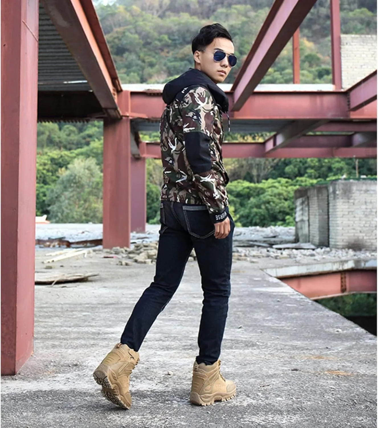 Outdoor Tactical Military Combat Boots Men Army Hunting Trekking Camping Mountaineering Winter Shoes  Insoles,D-46 EU