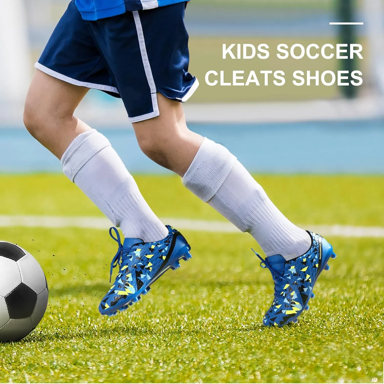 PANDANINJIA Kids Soccer Cleats Boys Girls Unisex-Child Atheletic Outdoor Comfortable Football Shoes for Little Kid Big Kid
