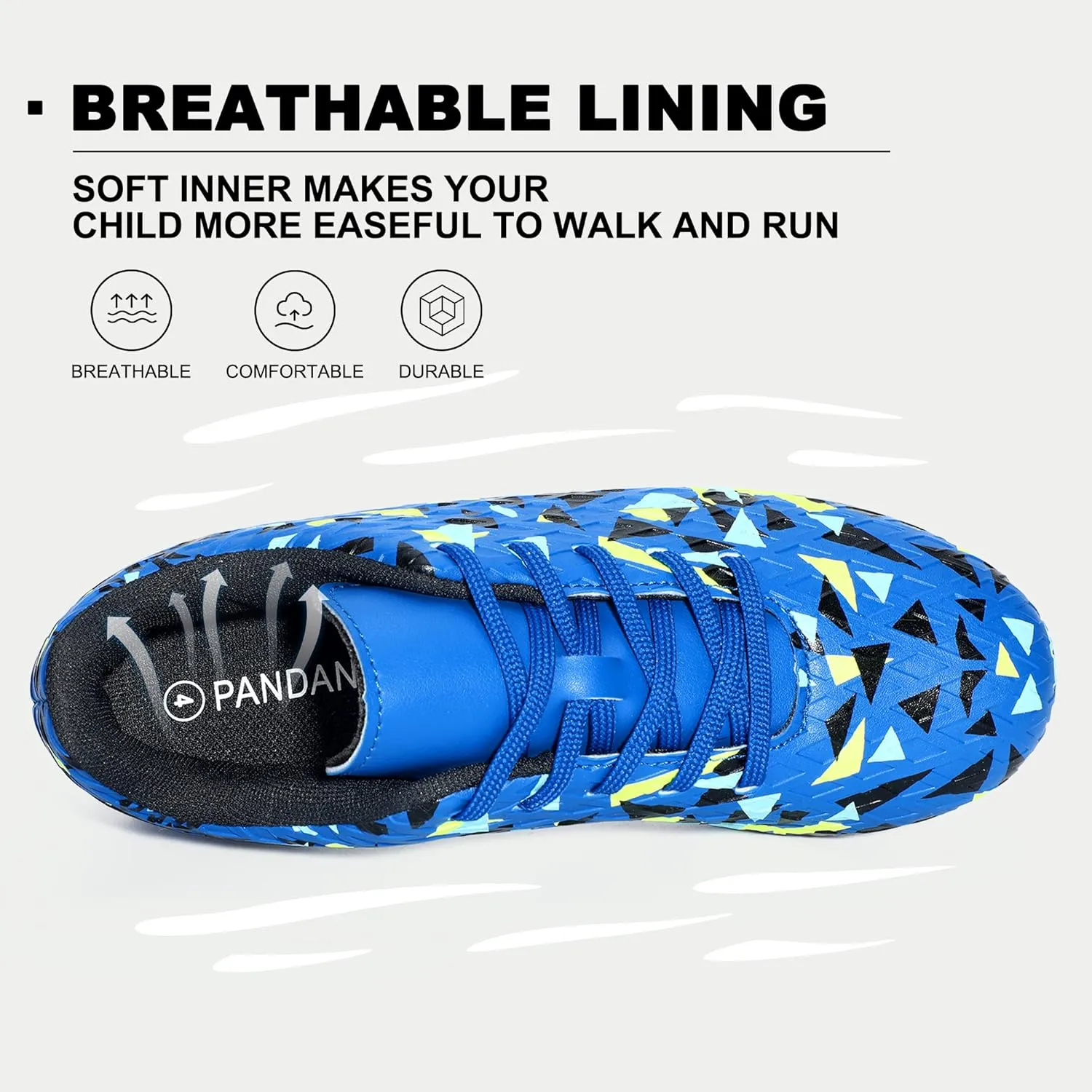 PANDANINJIA Kids Soccer Cleats Boys Girls Unisex-Child Atheletic Outdoor Comfortable Football Shoes for Little Kid Big Kid