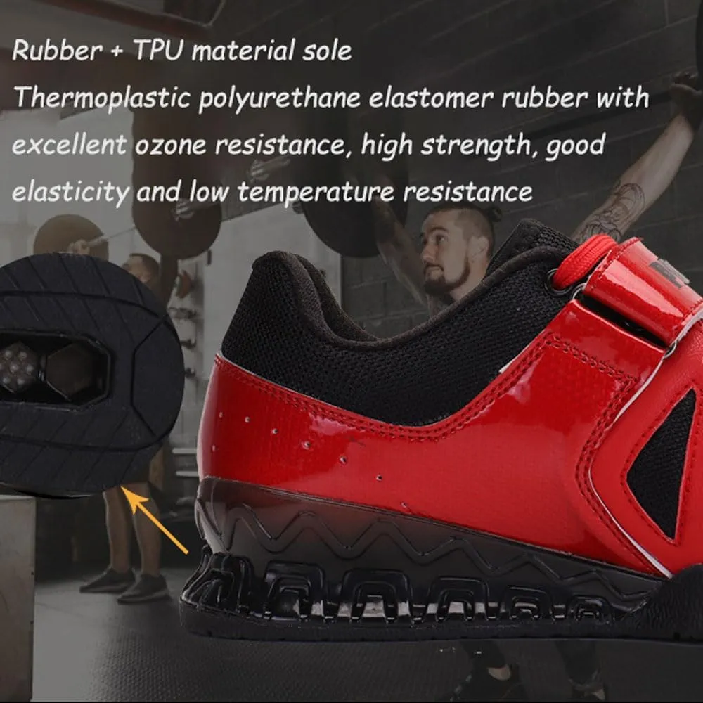 Professional non-slip breathable Deadlift Shoes unisex Men Women Bodybuilding Weightlifting Shoes sports Fitness Cross-Trainer Shoes Powerlifting Shoes indoor Gym Training Squat Sneaker,37-45 EU, Red