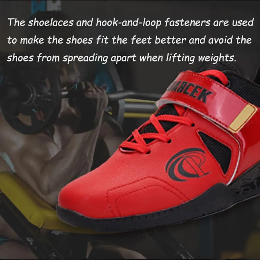 Professional non-slip breathable Deadlift Shoes unisex Men Women Bodybuilding Weightlifting Shoes sports Fitness Cross-Trainer Shoes Powerlifting Shoes indoor Gym Training Squat Sneaker,37-45 EU, Red
