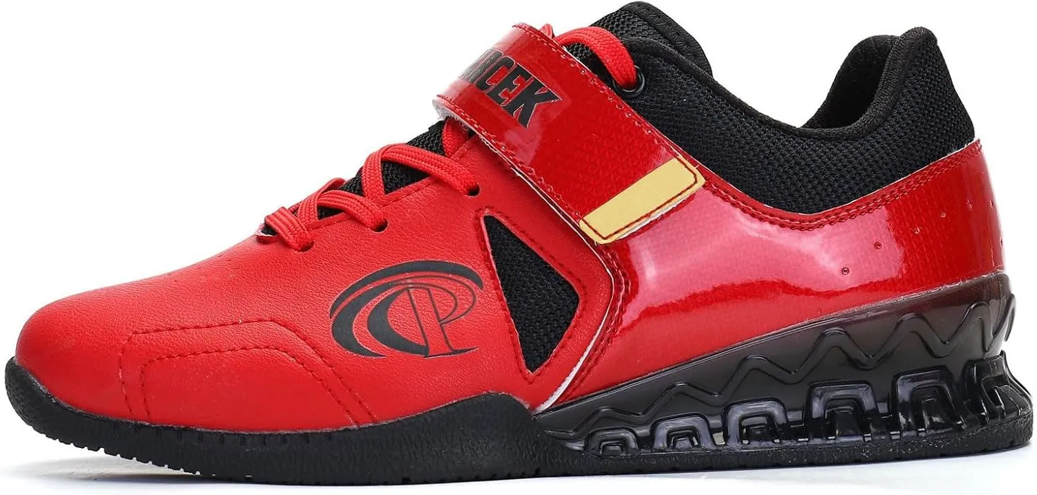 Professional non-slip breathable Deadlift Shoes unisex Men Women Bodybuilding Weightlifting Shoes sports Fitness Cross-Trainer Shoes Powerlifting Shoes indoor Gym Training Squat Sneaker,37-45 EU, Red