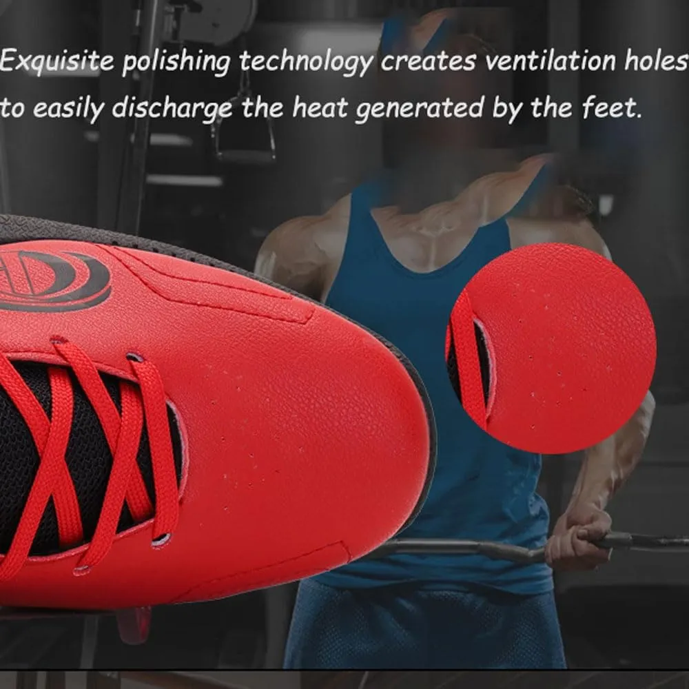 Professional non-slip breathable Deadlift Shoes unisex Men Women Bodybuilding Weightlifting Shoes sports Fitness Cross-Trainer Shoes Powerlifting Shoes indoor Gym Training Squat Sneaker,37-45 EU, Red