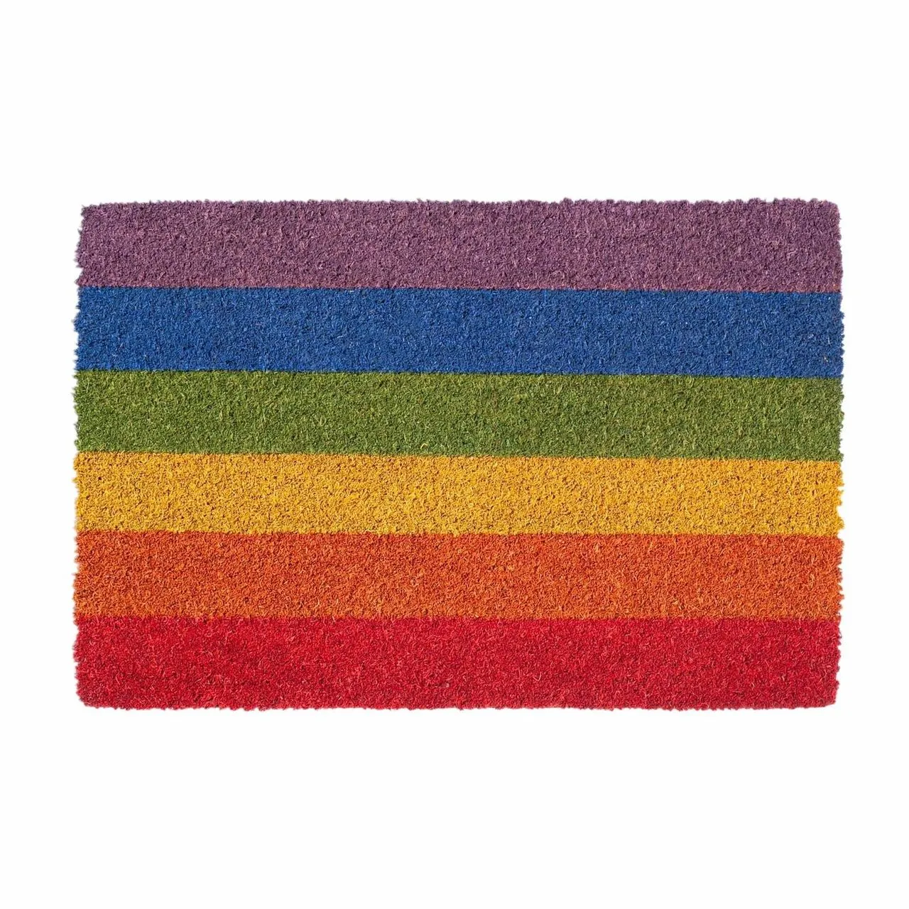 Rectangular Non-Slip Coir Rainbow Door Mat - 60 x 40cm