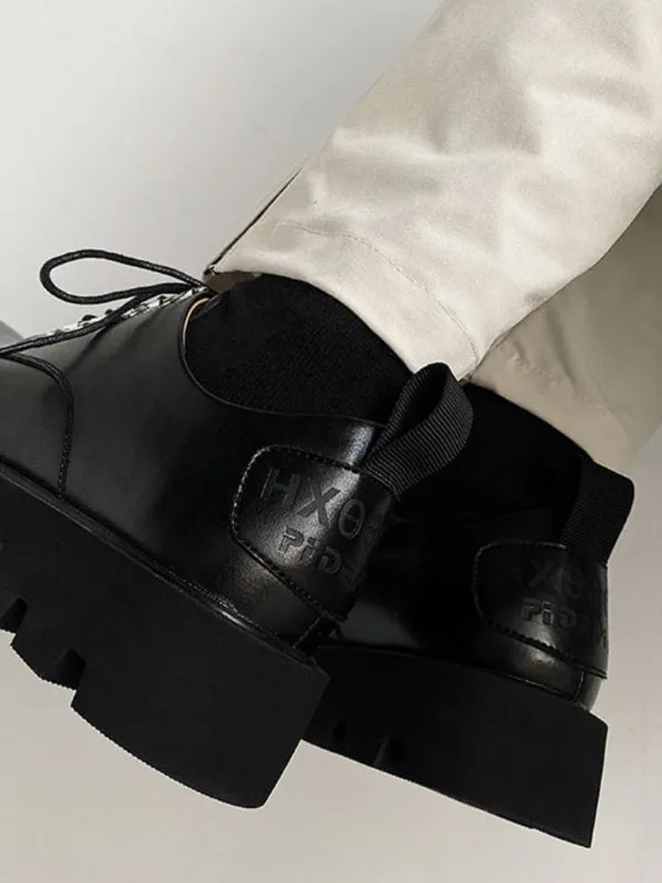 ROUND-TOED THICK-SOLED LEATHER SHOES LET2780