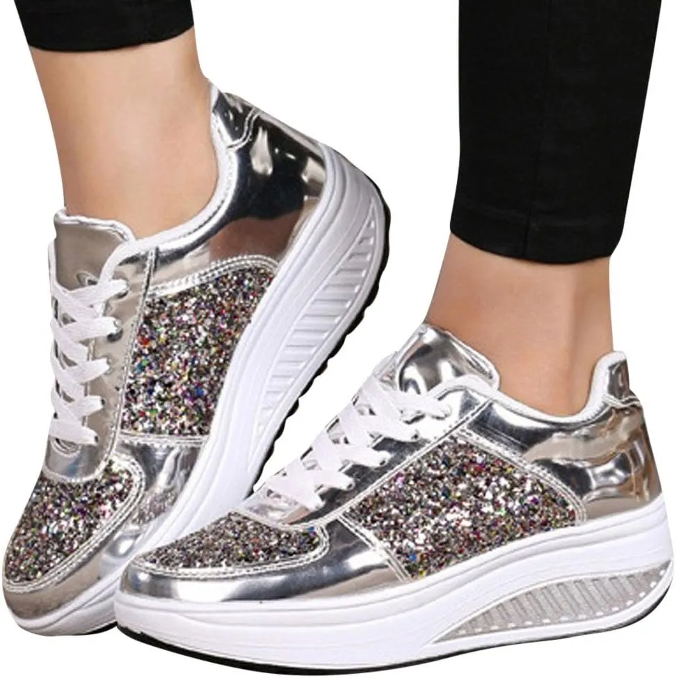 Running Shoes Lightweight Tennis Non Slip Workout Shoes Breathable Fashion Thick Sole Walking Sneakers