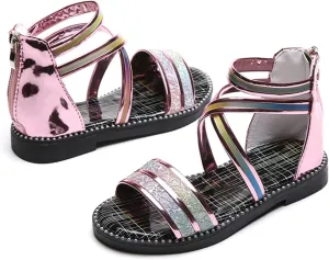 Shoes for Girls,Girls Sandals with Zipper Strappy Sandals Toddler Princess Shoes Dress Shoes