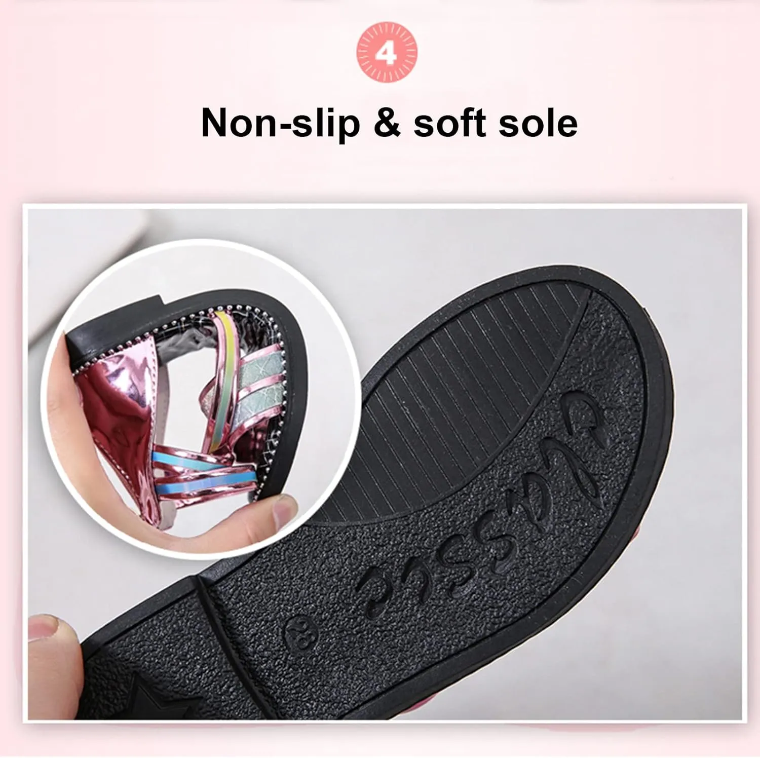 Shoes for Girls,Girls Sandals with Zipper Strappy Sandals Toddler Princess Shoes Dress Shoes