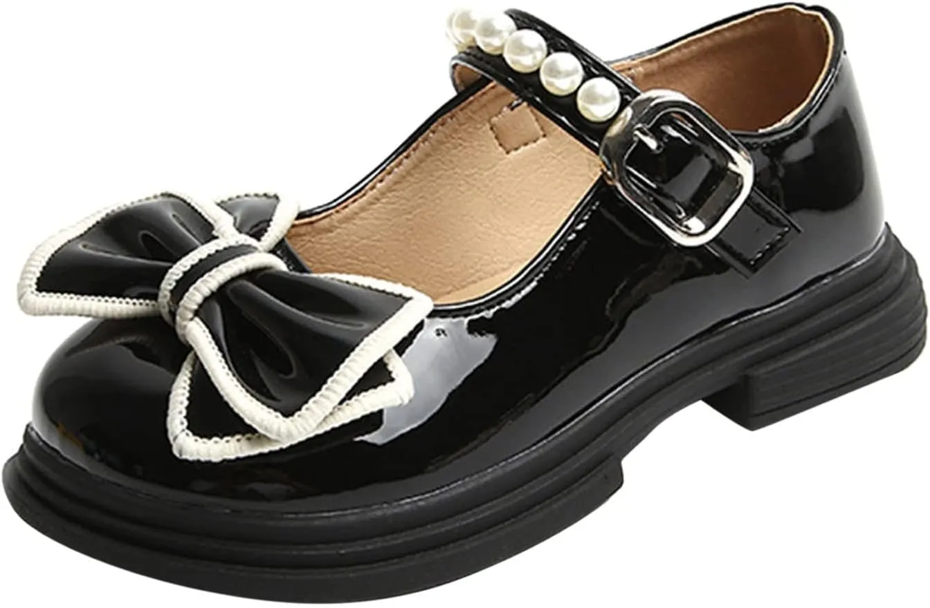 Shoes for Kids Fashion Autumn Girls Casual Shoes Thick Sole Round Toe Bow Pearl Buckle Size 13 Girls Boots
