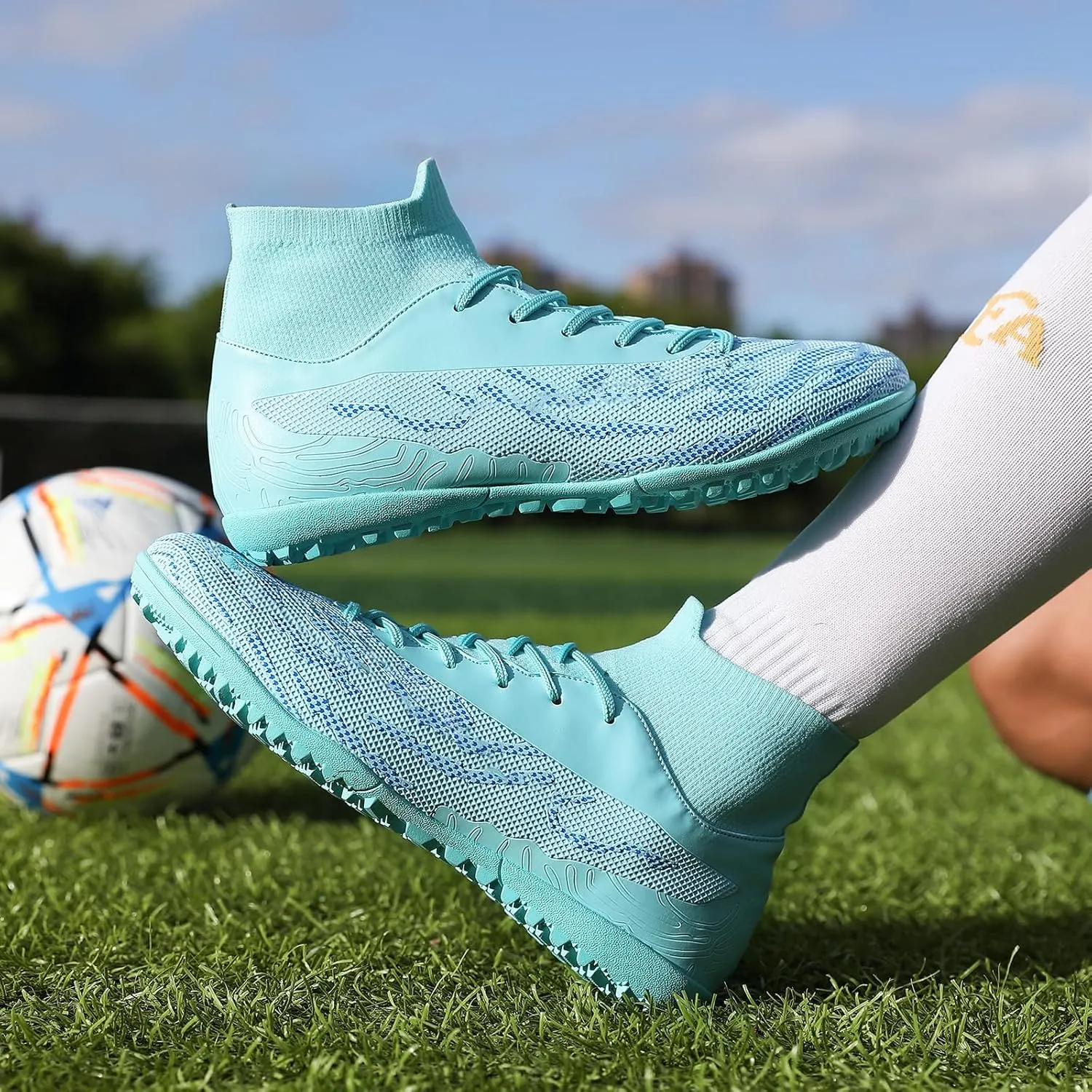 Soccer Cleats for Mens Womens Football Shoes Turf Soccer Shoes Indoor/Outdoor High-top Football Cleats AG/FG