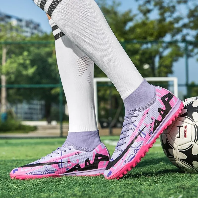 Soccer Cleats Mens Football Cleats Professional Soccer Shoes High-Tops Non-Slip Spikes for Big Boys Wide Training Sneaker Outdoor Indoor for AG/FG/TF Football Boots