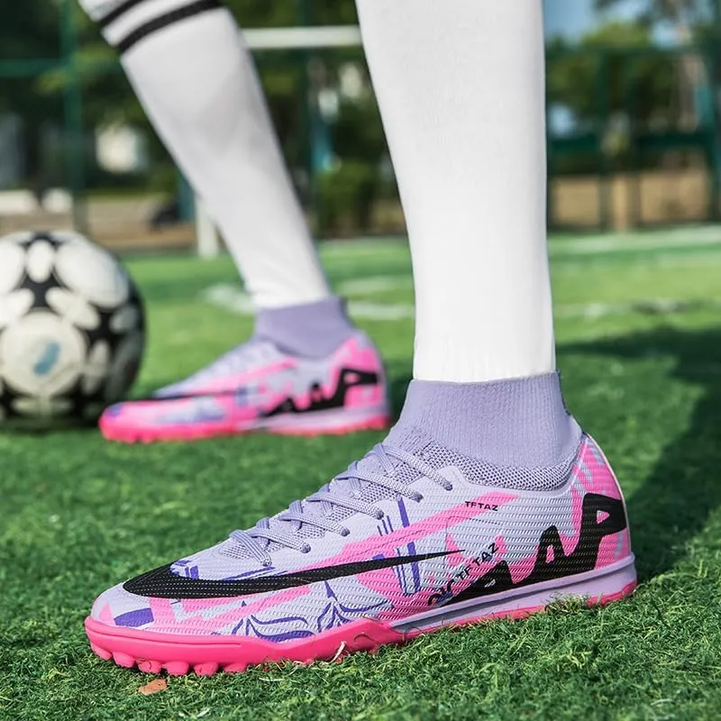 Soccer Cleats Mens Football Cleats Professional Soccer Shoes High-Tops Non-Slip Spikes for Big Boys Wide Training Sneaker Outdoor Indoor for AG/FG/TF Football Boots