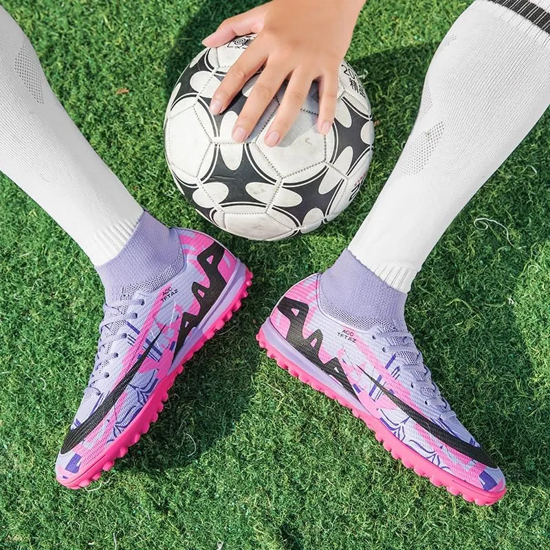 Soccer Cleats Mens Football Cleats Professional Soccer Shoes High-Tops Non-Slip Spikes for Big Boys Wide Training Sneaker Outdoor Indoor for AG/FG/TF Football Boots