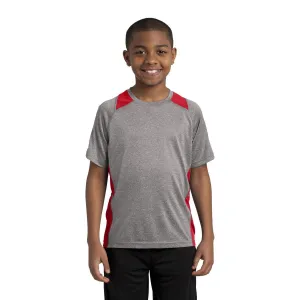Sport-Tek Youth Vintage Heather/True Red Heather Colorblock Contender Tee