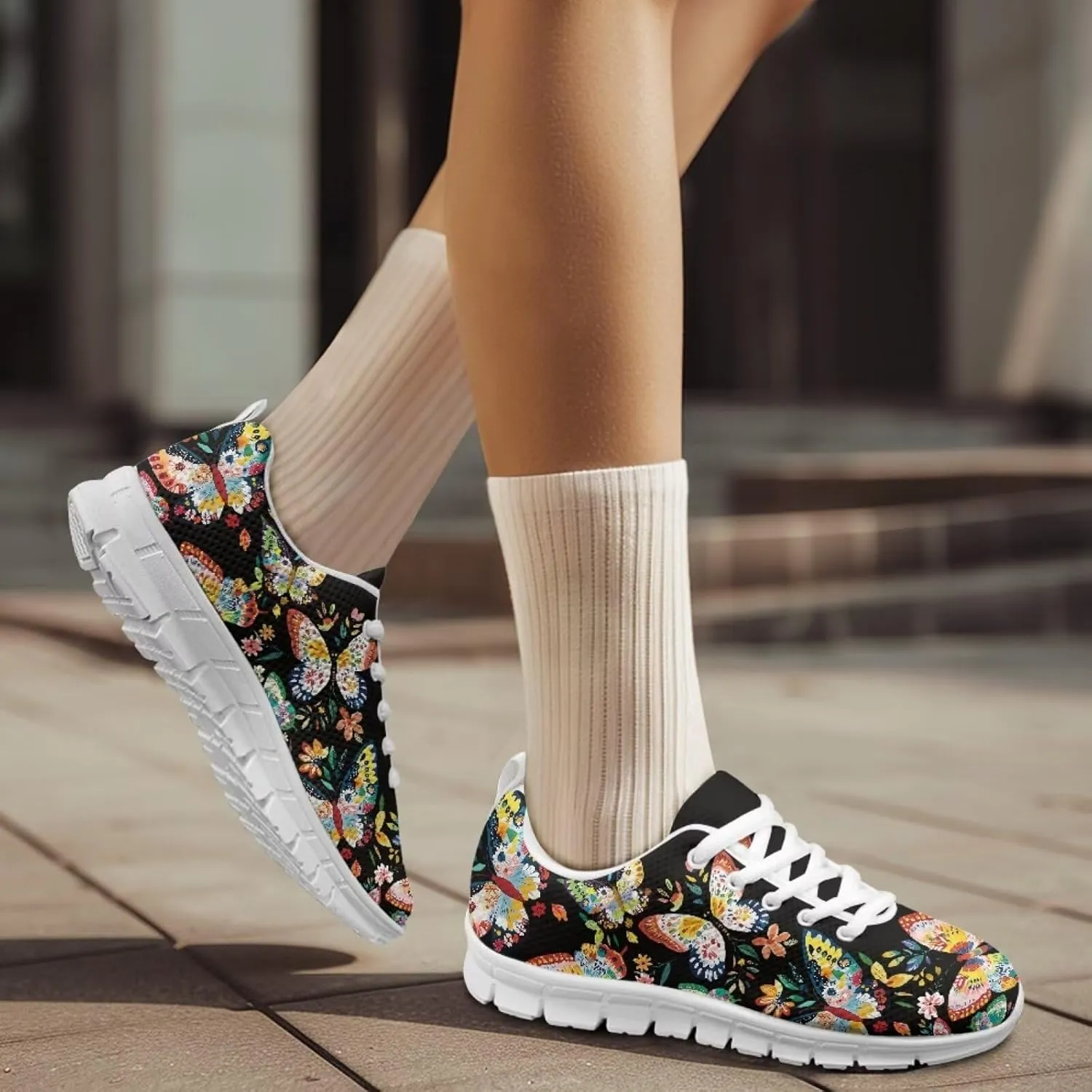 SYtrade Sneaker for Women Lace-up Athletic Running Sports Shoes White Sole
