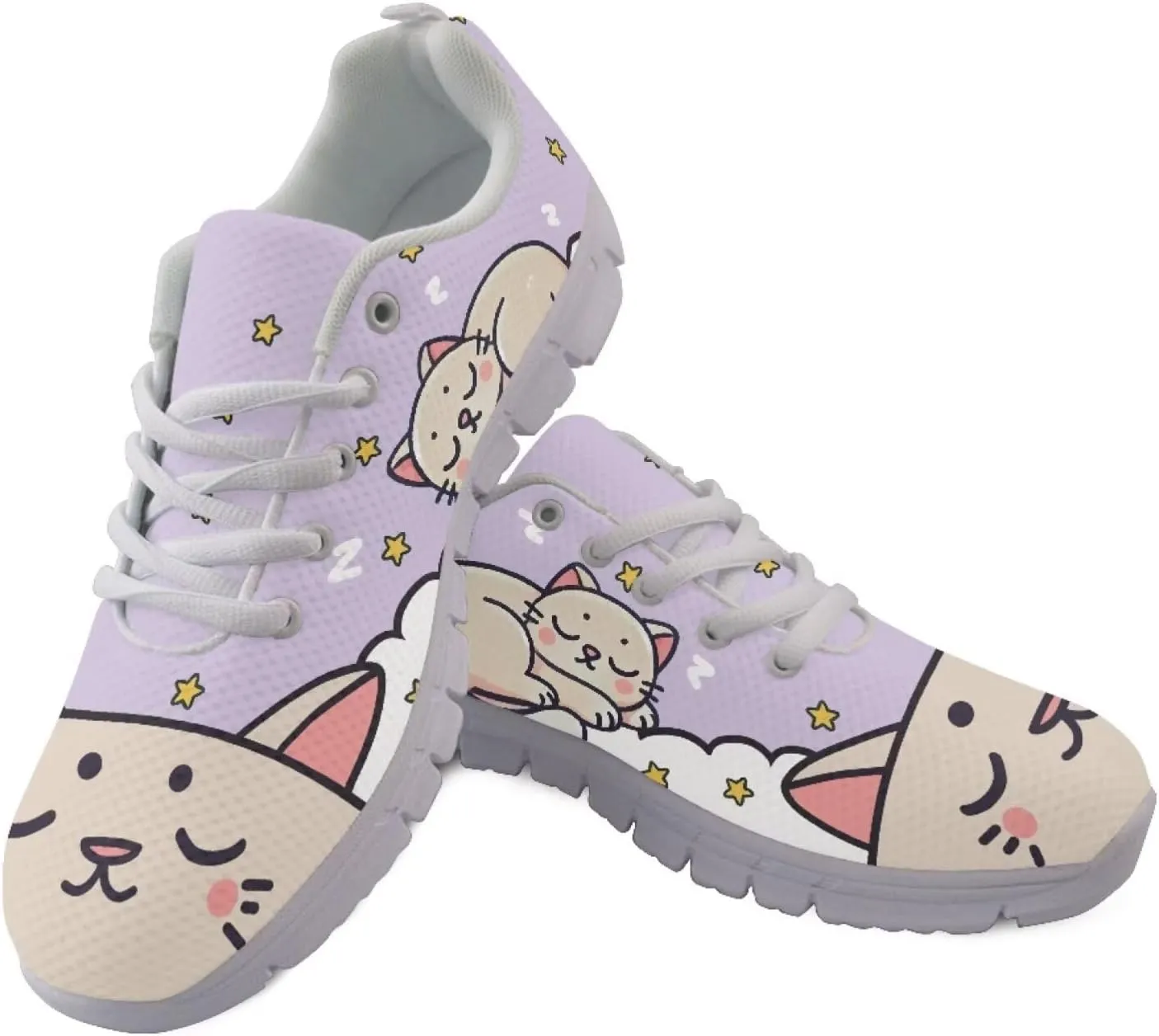 SYtrade Sneaker for Women Lace-up Athletic Running Sports Shoes White Sole