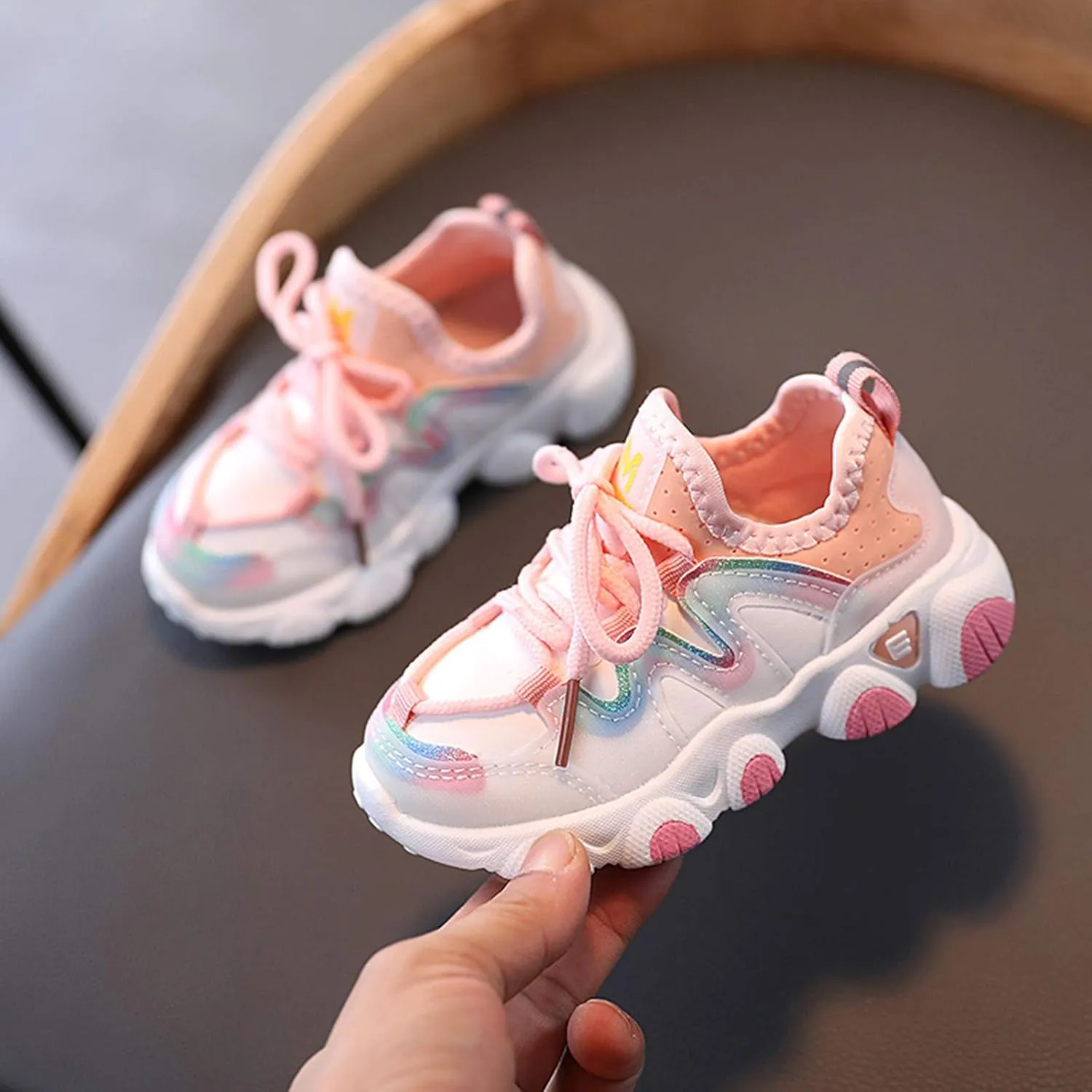 Toddler Shoes Baby Boys Girls Lace Up Sneakers First Running Shoes Kids PU Leather Soft Rubber Outdoor Sport Shoes