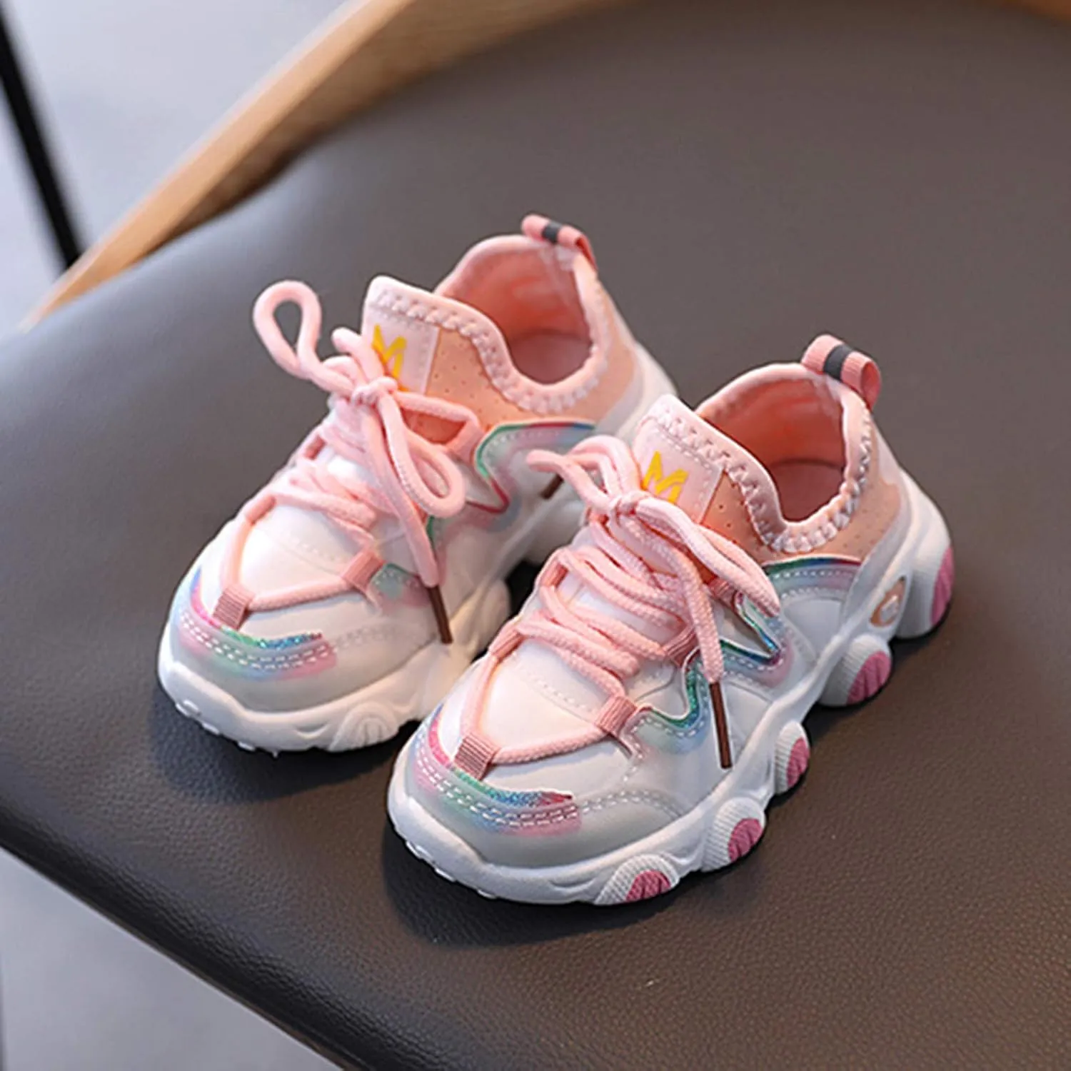 Toddler Shoes Baby Boys Girls Lace Up Sneakers First Running Shoes Kids PU Leather Soft Rubber Outdoor Sport Shoes