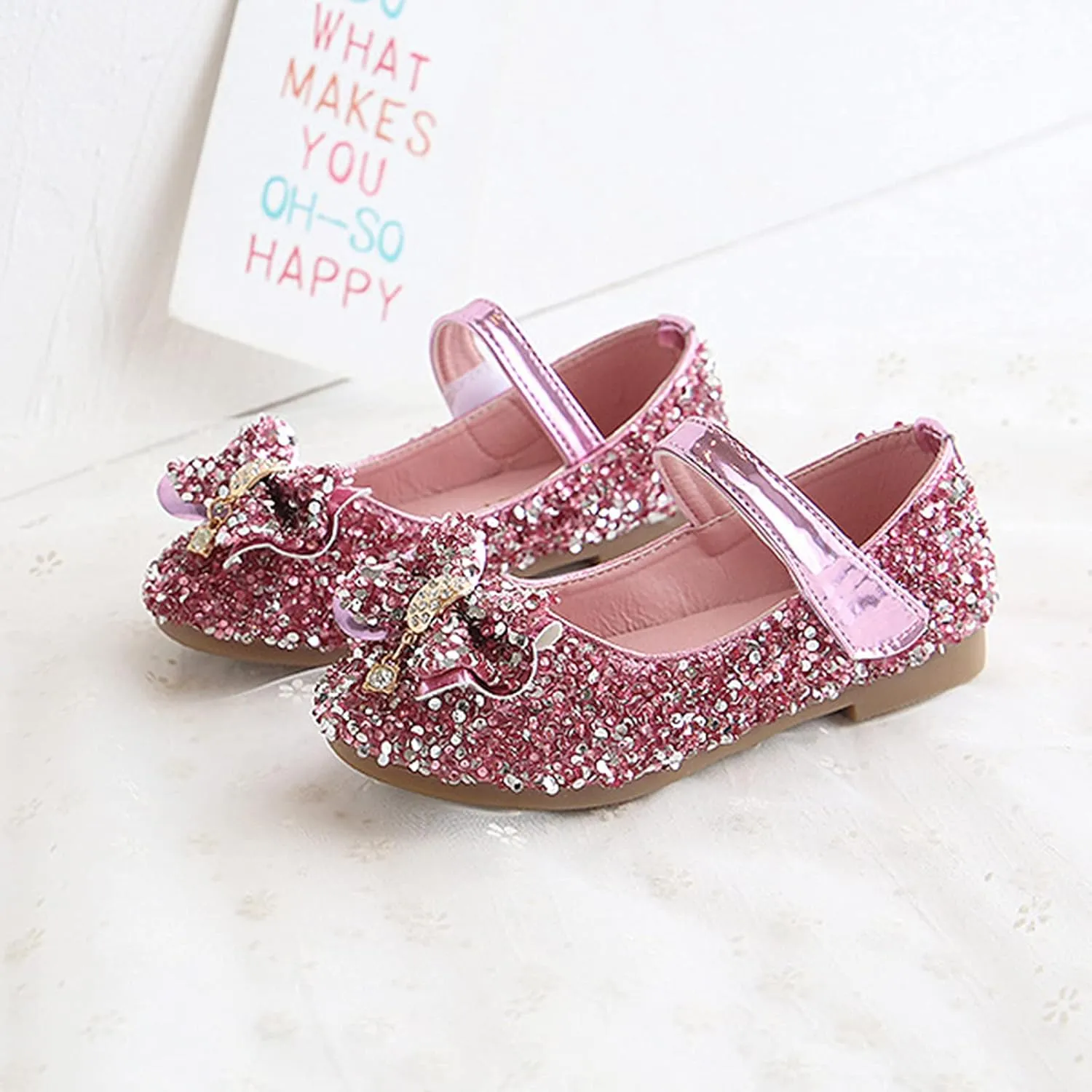 Toddler Size 7 Shoes Girls Non-Slip Shoes Toddler Girls Princess Crystal Fashion Shoes Infant Walking Shoes