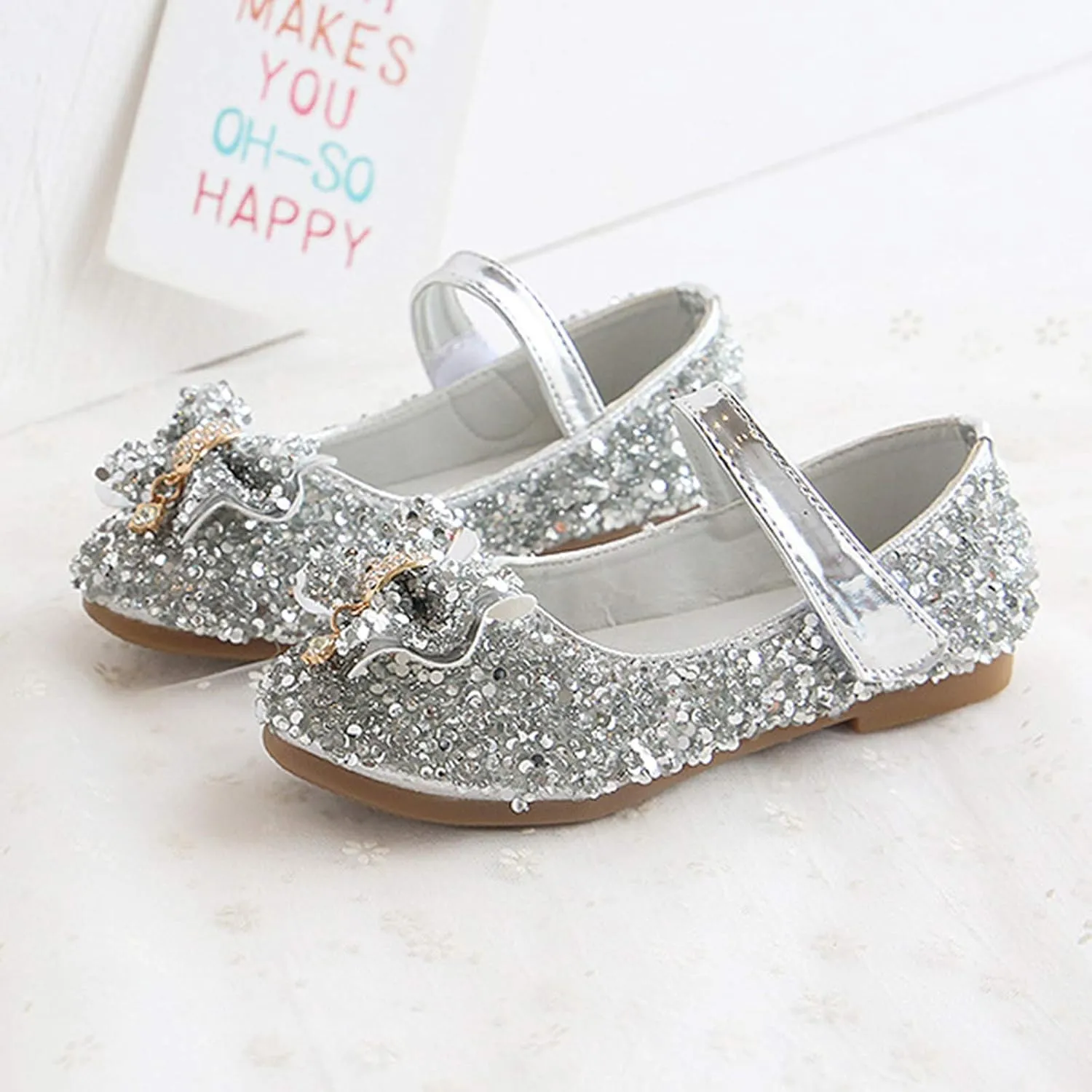 Toddler Size 7 Shoes Girls Non-Slip Shoes Toddler Girls Princess Crystal Fashion Shoes Infant Walking Shoes