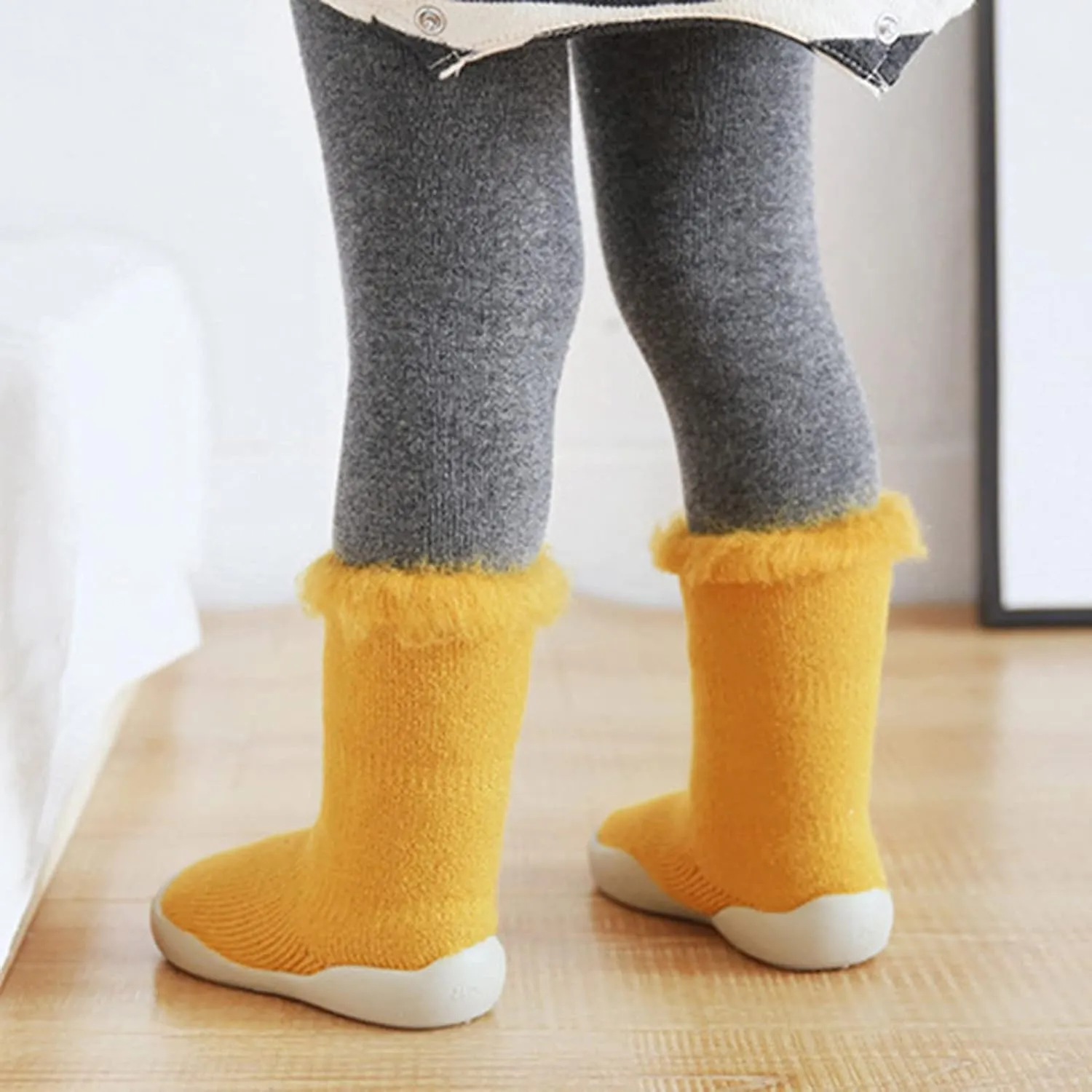 Toddler Size 7 Shoes Girls Toddler Solid Knit Rubber Kids Warm Stocking Sole Boys Rubber Sole Tennis Shoes