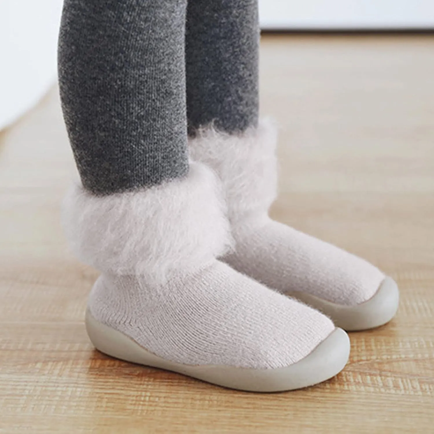 Toddler Size 7 Shoes Girls Toddler Solid Knit Rubber Kids Warm Stocking Sole Boys Rubber Sole Tennis Shoes