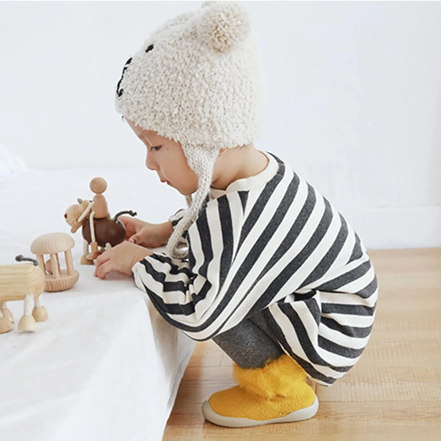 Toddler Size 7 Shoes Girls Toddler Solid Knit Rubber Kids Warm Stocking Sole Boys Rubber Sole Tennis Shoes