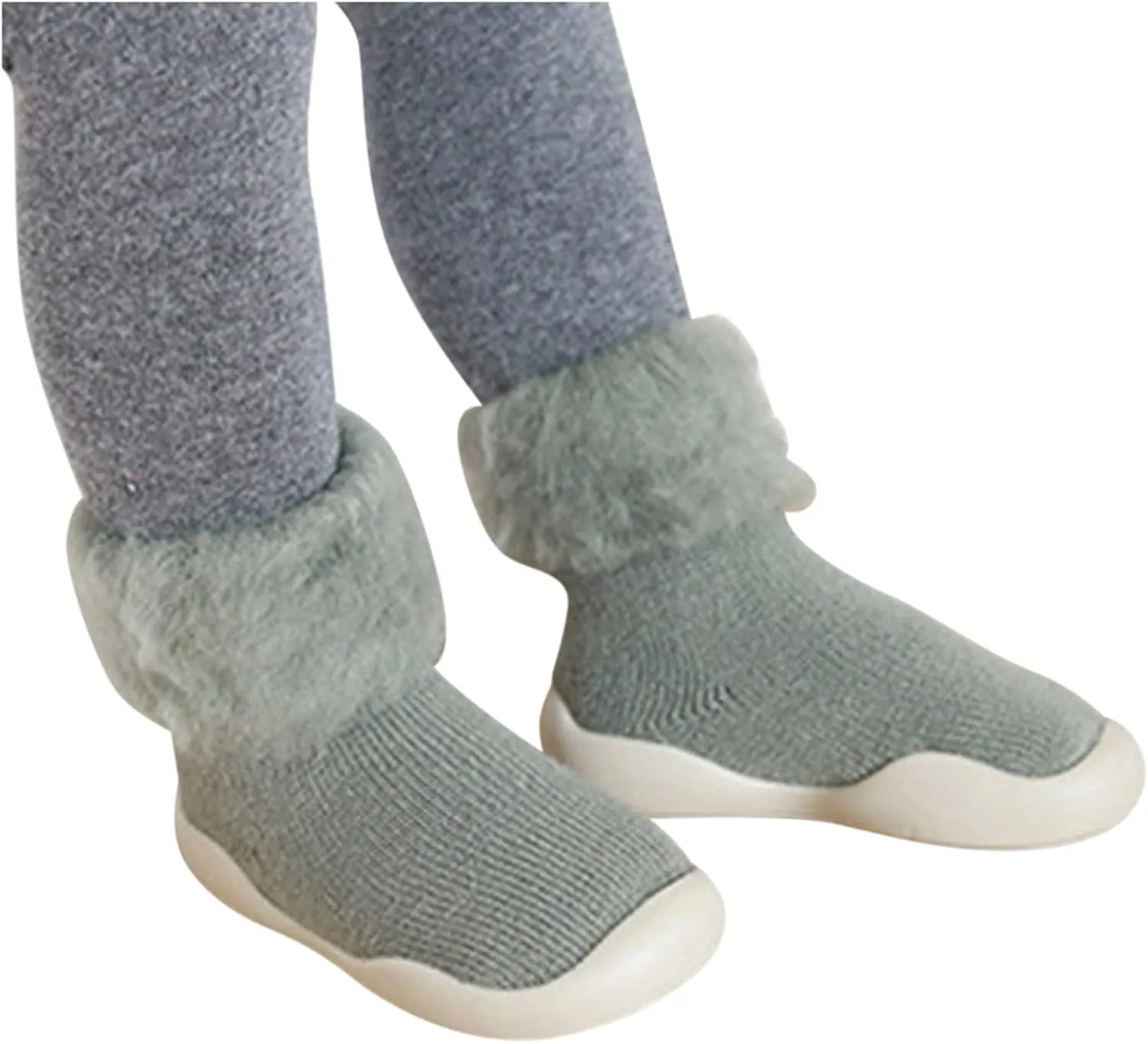 Toddler Size 7 Shoes Girls Toddler Solid Knit Rubber Kids Warm Stocking Sole Boys Rubber Sole Tennis Shoes