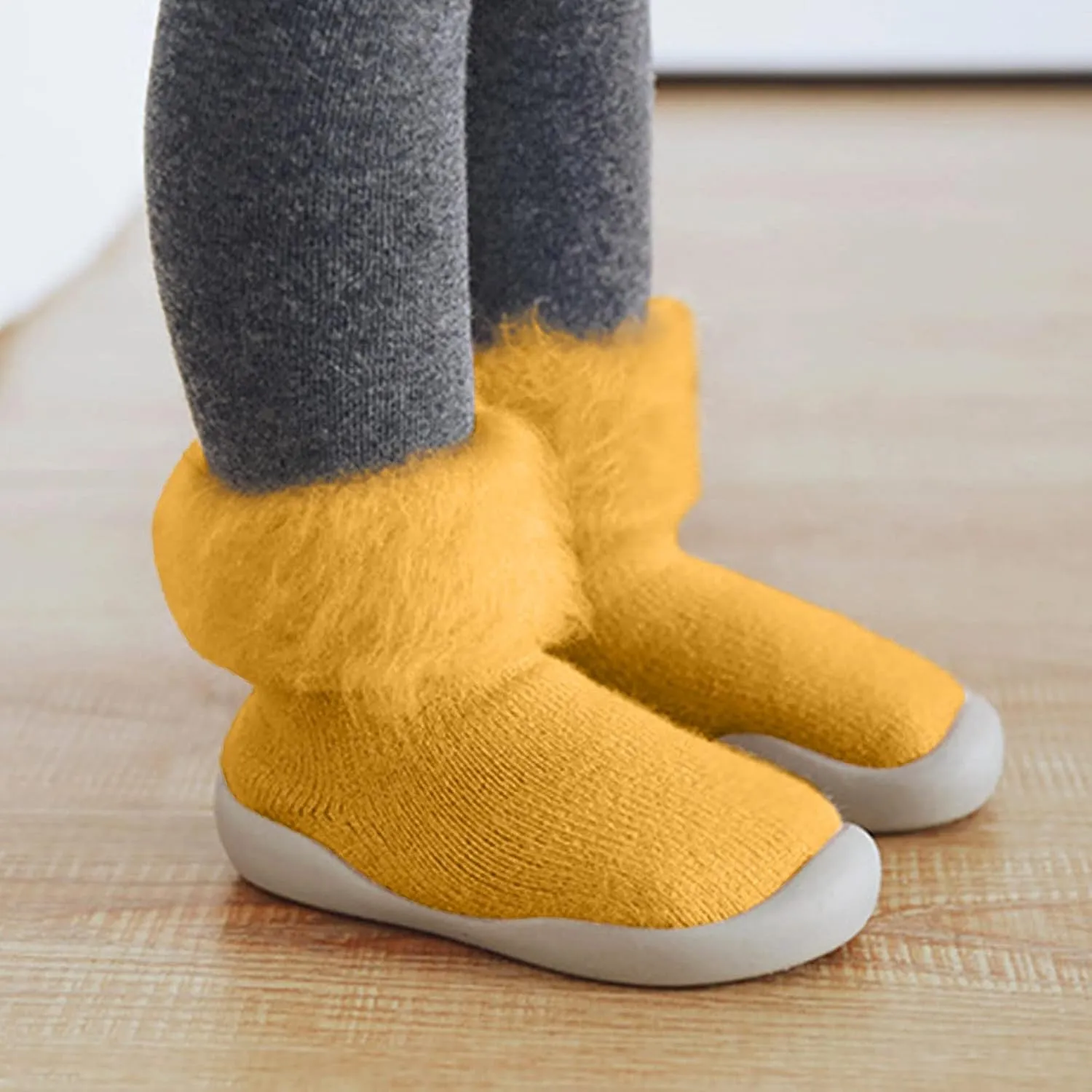 Toddler Size 7 Shoes Girls Toddler Solid Knit Rubber Kids Warm Stocking Sole Boys Rubber Sole Tennis Shoes