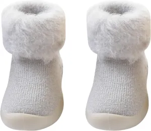 Toddler Size 7 Shoes Girls Toddler Solid Knit Rubber Kids Warm Stocking Sole Boys Rubber Sole Tennis Shoes