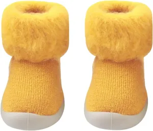 Toddler Size 7 Shoes Girls Toddler Solid Knit Rubber Kids Warm Stocking Sole Boys Rubber Sole Tennis Shoes