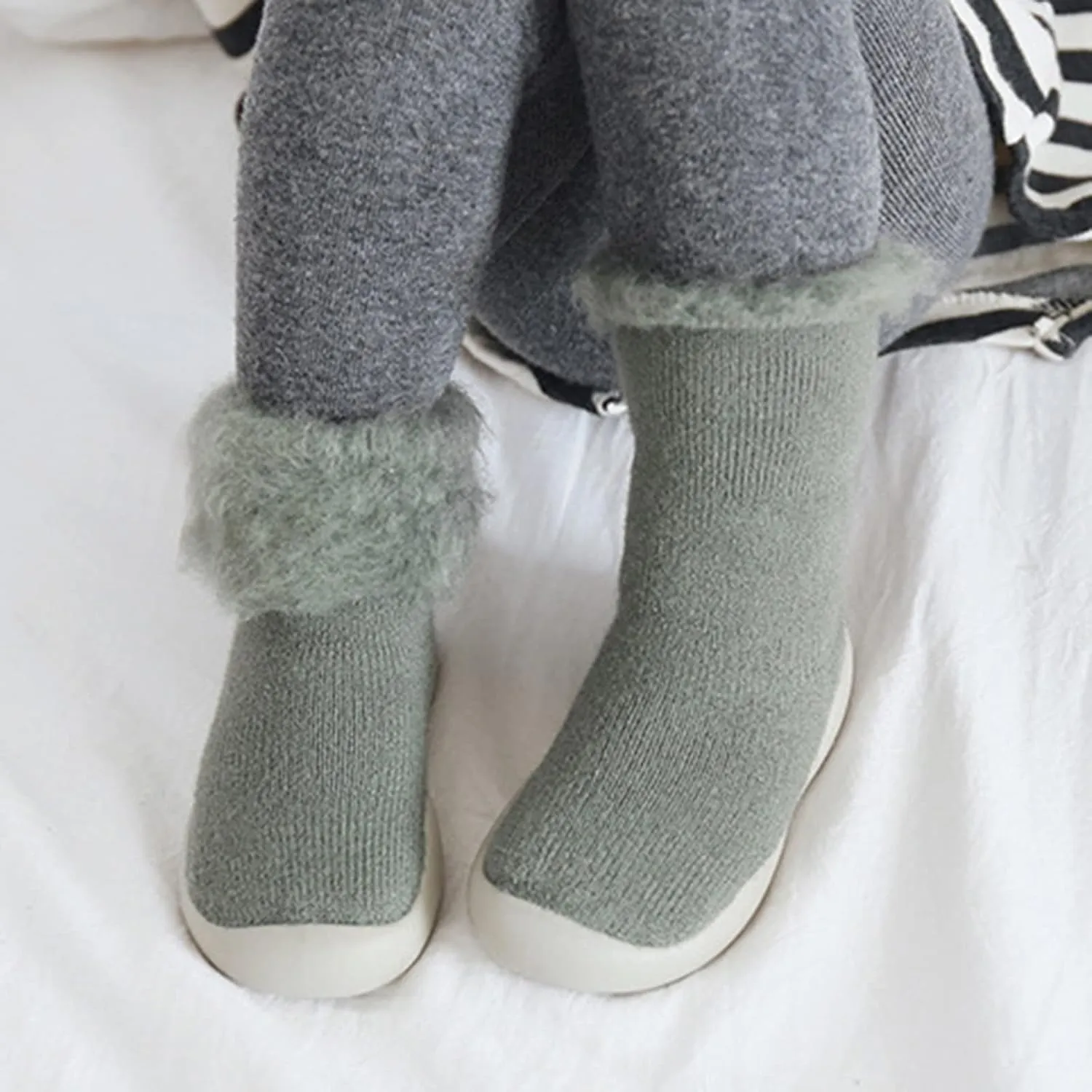 Toddler Size 7 Shoes Girls Toddler Solid Knit Rubber Kids Warm Stocking Sole Boys Rubber Sole Tennis Shoes