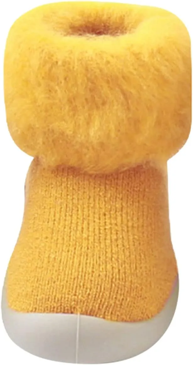 Toddler Size 7 Shoes Girls Toddler Solid Knit Rubber Kids Warm Stocking Sole Boys Rubber Sole Tennis Shoes