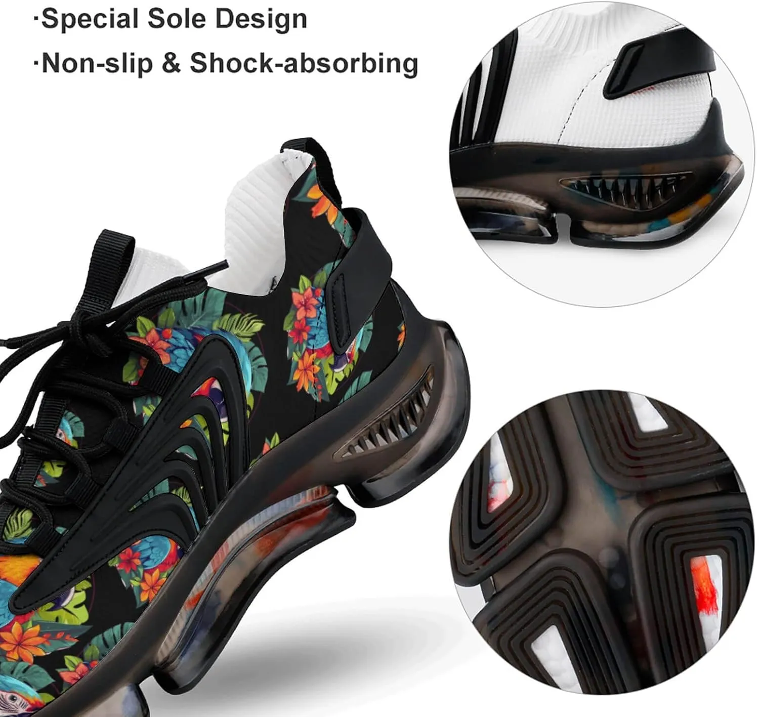Tropical Parrots Mens Sneakers Running Shoes Lightweight Athletic Shoes for Jogging Walking Gym