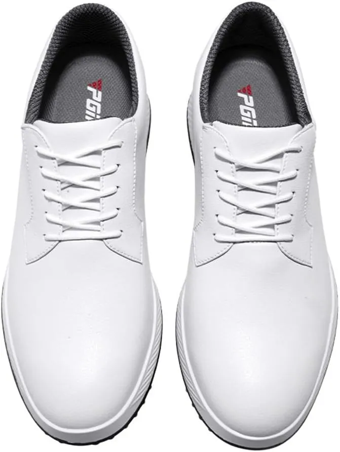 VEACAM Men Golf Shoes, Spikeless Golf Training Sport Sneakers Fashion Anti Slip Leather Golf Walking Trainers for Male